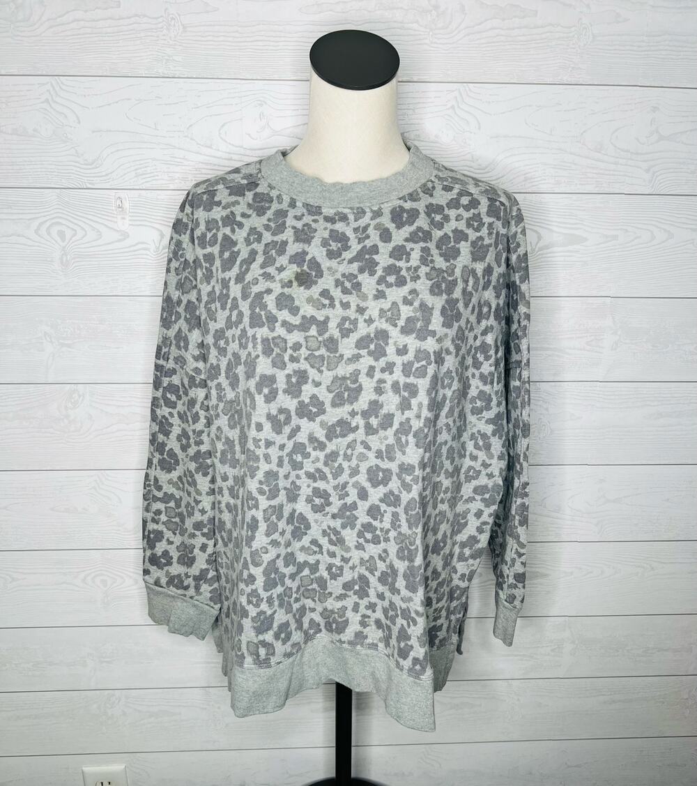 Gap gray leopard print pullover tunic drop shoulder Size XXL